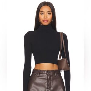 Commando Black Cropped Turtleneck Long Sleeve Top